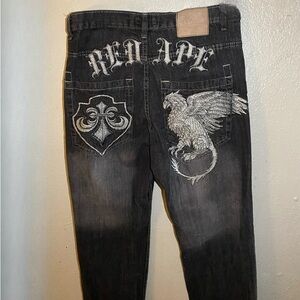 Vintage red ape 2000s embroidered jeans